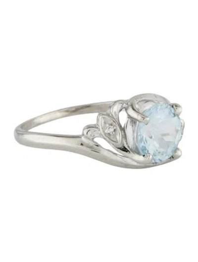 Pre-owned Ring 10k 1.06ct Aquamarine & Diamond Cocktail  In Multi