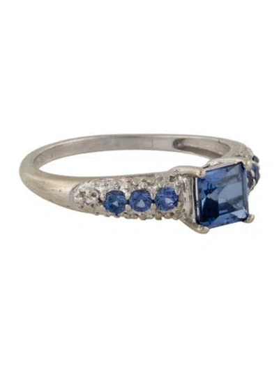 Pre-owned Ring 10k 1.14ctw Synthetic Sapphire & Diamond Cocktail  In Multi