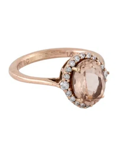 Pre-owned Ring 10k 1.15ctw Morganite & Diamond Cocktail  In Multicolor