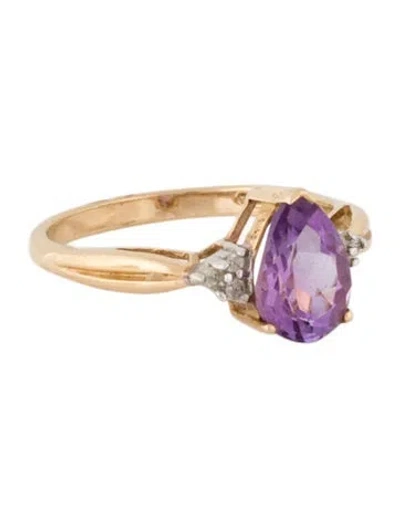 Pre-owned Ring 10k 1.16ct Amethyst & Diamond Cocktail  In Multi