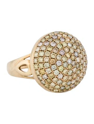 Pre-owned Ring 10k 1.21ctw Diamond Pavé Round  In Multi