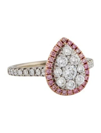 Pre-owned Ring 10k 1.21ctw Lab-grown Diamond Halo Cocktail  In Multi