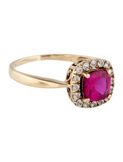 Pre-owned Ring 10k 1.24ct Synthetic Ruby & Synthetic Sapphire Cocktail  In Multi