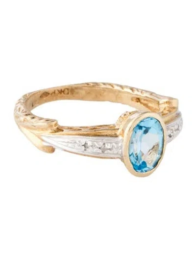 Pre-owned Ring 10k 1.25ct Topaz & Diamond Cocktail  In Multicolor