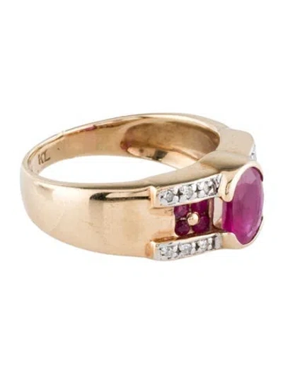 Pre-owned Ring 10k 1.57ctw Ruby & Diamond Cocktail  In Multi
