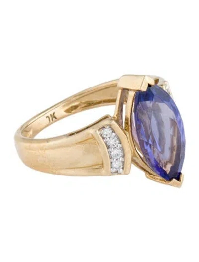 Pre-owned Ring 10k 1.59ct Tanzanite & Sapphire Cocktail  In Multi