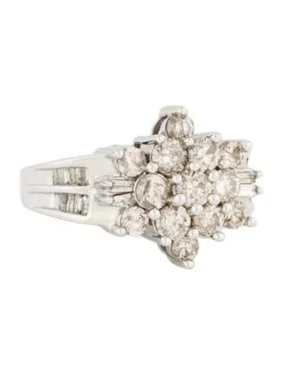 Pre-owned Ring 10k 1.61ctw Diamond Cluster Cocktail  In Multi