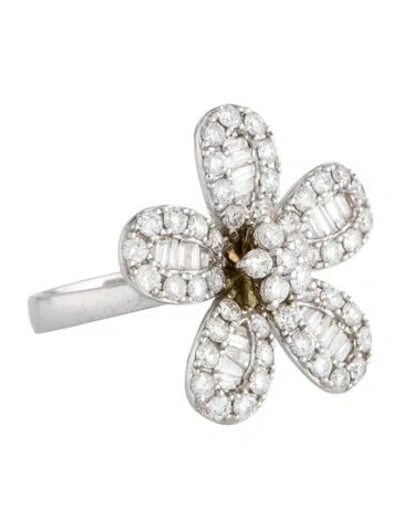 Pre-owned Ring 10k 1.69ctw Diamond Flower Cocktail  In Multi
