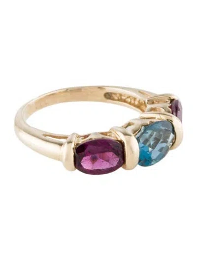 Pre-owned Ring 10k 1.72 Rhodolite & Topaz Band In Multi