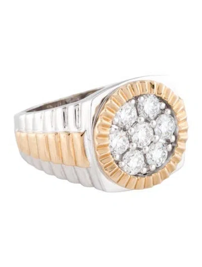 Pre-owned Ring 10k 1.75ctw Lab-grown Diamond Signet  In Multi