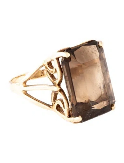 Pre-owned Ring 10k 18.02ct Smoky Quartz Cocktail  In Multicolor