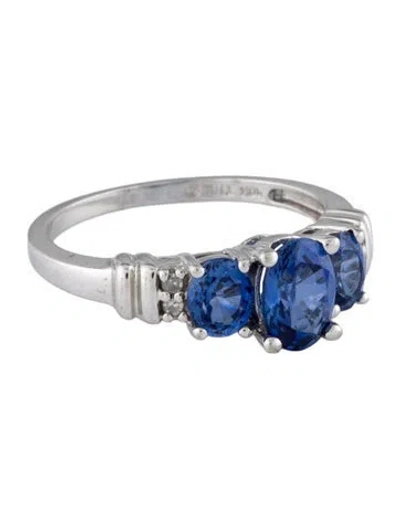 Pre-owned Ring 10k 1.89ct Synthetic Sapphire & Diamond Cocktial  In Multi
