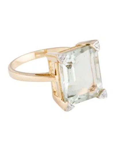 Pre-owned Ring 10k 1.96ct Prasiolite & Diamond Cocktail  In Multi