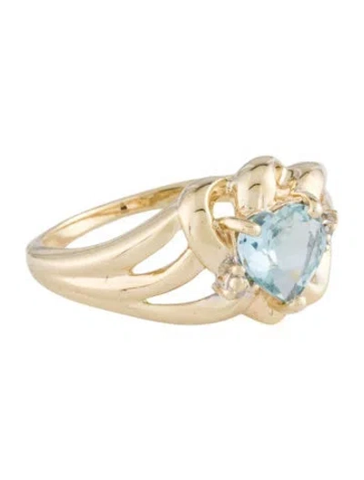 Pre-owned Ring 10k 2.16ct Aquamarine & Diamond Heart Cocktail  In Multi