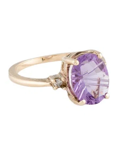 Pre-owned Ring 10k 2.44ct Amethyst & Diamond Cocktail  In Multi