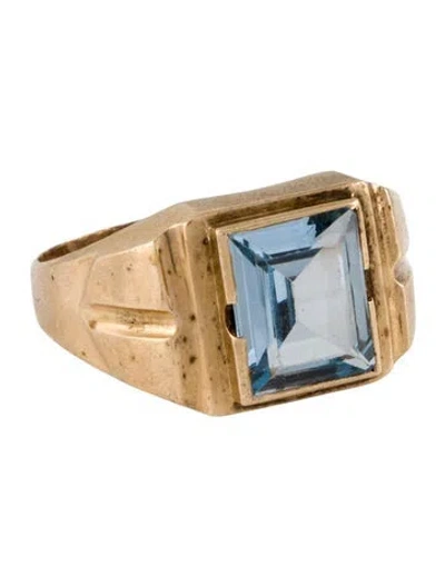 Pre-owned Ring 10k 2.98ct Synthetic Spinel Signet  In Multi