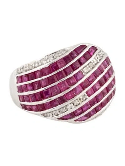 Pre-owned Ring 10k 3.08ctw Ruby & Diamond Band  In Multi