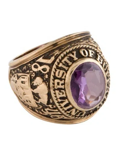 Pre-owned Ring 10k 3.33ctw Synthetic Sapphire College  In Multi