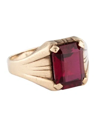 Pre-owned Ring 10k 3.36ctw Synthetic Ruby Cocktail  In Multi