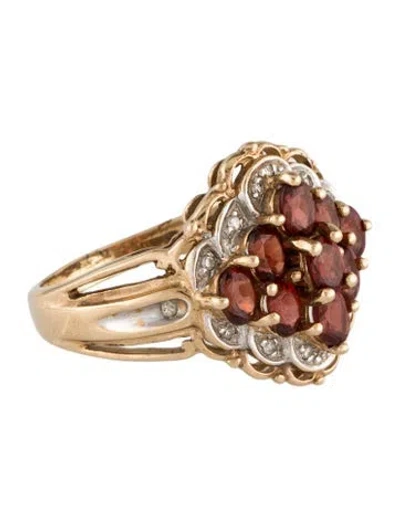 Pre-owned Ring 10k 3.48ctw Garnet & Diamond Cocktail  In Multi