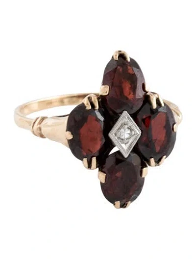 Pre-owned Ring 10k 3.94ctw Garnet & Diamond Cocktail  In Multicolor