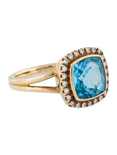 Pre-owned Ring 10k 4.55ct Topaz & Diamond Cocktail  In Multi