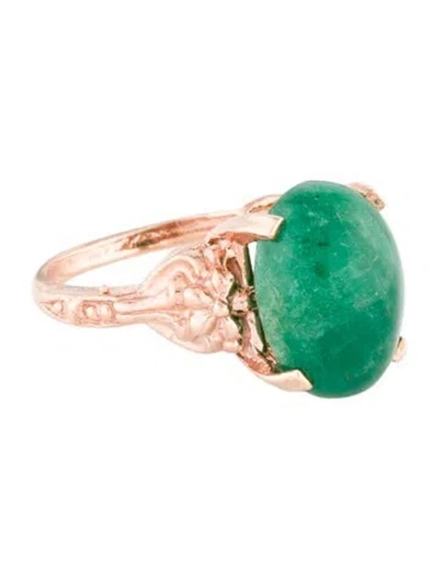 Pre-owned Ring 10k 6.66ct Emerald Cocktail  In Multi