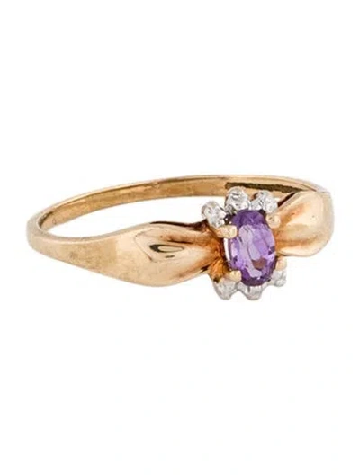 Pre-owned Ring 10k Amethyst Cocktail  In Multi