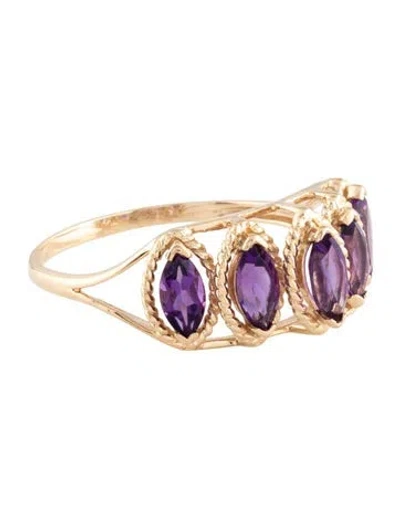 Pre-owned Ring 10k Amethyst Cocktail  In Multicolor