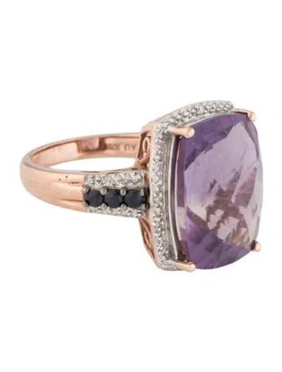 Pre-owned Ring 10k Amethyst, Sapphire & Diamond Cocktail  In Multi