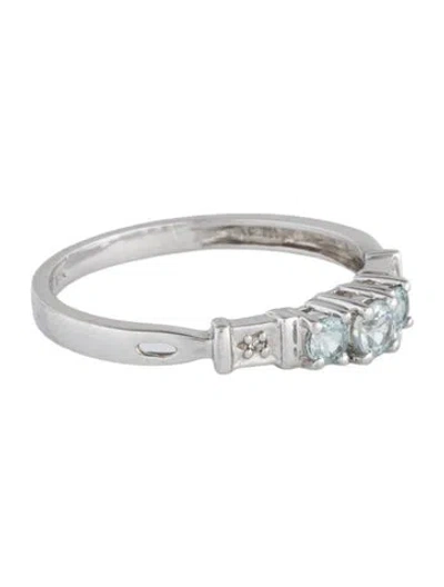 Pre-owned Ring 10k Aquamarine & Diamond Cocktail  In Multi