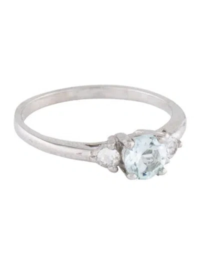 Pre-owned Ring 10k Aquamarine & Sapphire Cocktail  In Multicolor