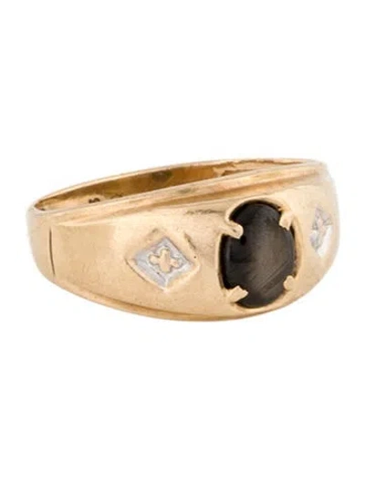 Pre-owned Ring 10k Brown Star Sapphire Signet  In Multi