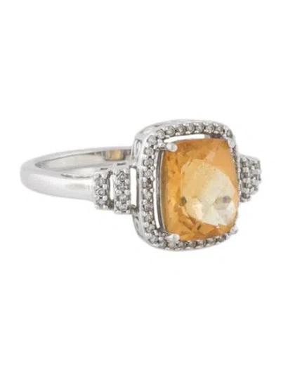 Pre-owned Ring 10k Citrine & Diamond Cocktail  In Multi