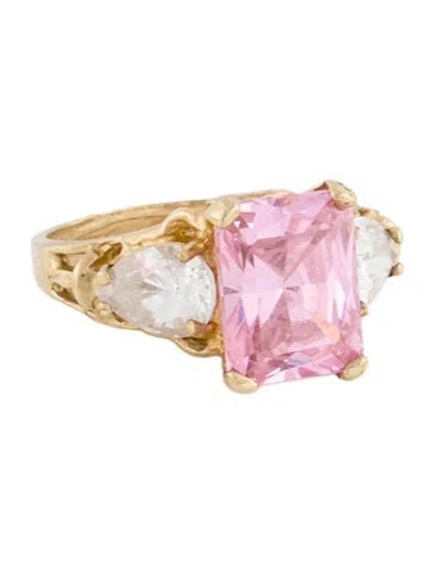 Pre-owned Ring 10k Cubic Zirconia Cocktail  In Multi