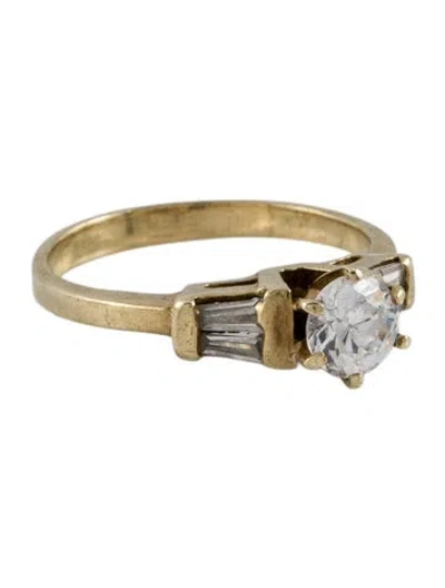 Pre-owned Ring 10k Cubic Zirconia Three Stone Cocktail  In Multi