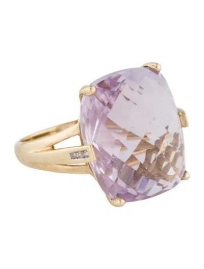Pre-owned Ring 10k Diamond & Amethyst Cocktail  In Multi