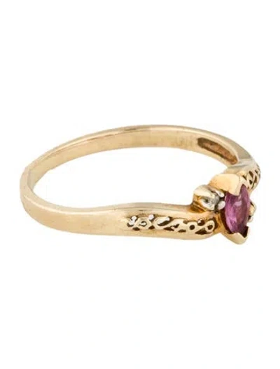 Pre-owned Ring 10k Diamond & Pink Sapphire Cocktail  In Multi