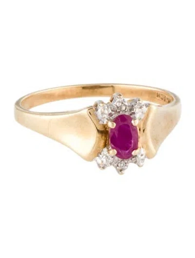 Pre-owned Ring 10k Diamond & Ruby Cocktail  In Multi
