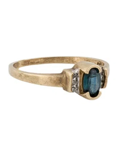 Pre-owned Ring 10k Diamond & Sapphire Cocktail  In Multi