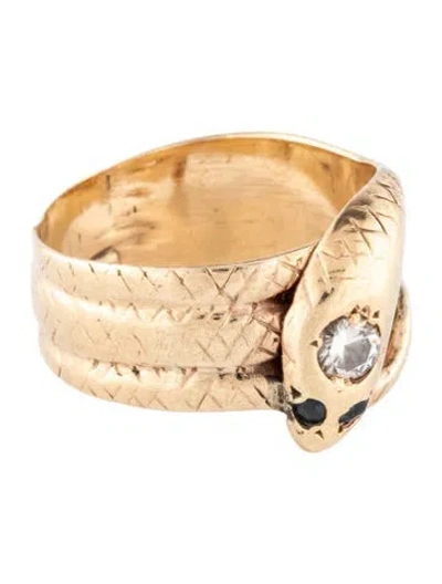 Pre-owned Ring 10k Diamond & Sapphire Snake Cocktail  In Multicolor