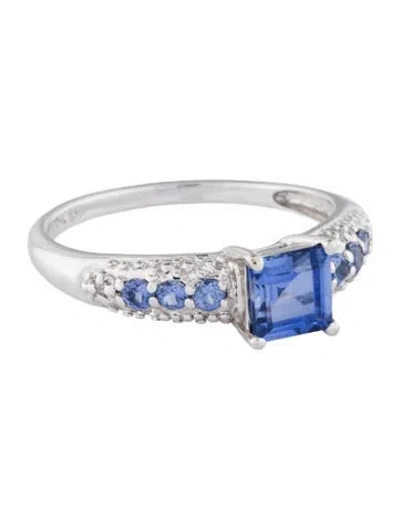 Pre-owned Ring 10k Diamond & Synthetic Sapphire Cocktail  In Multi