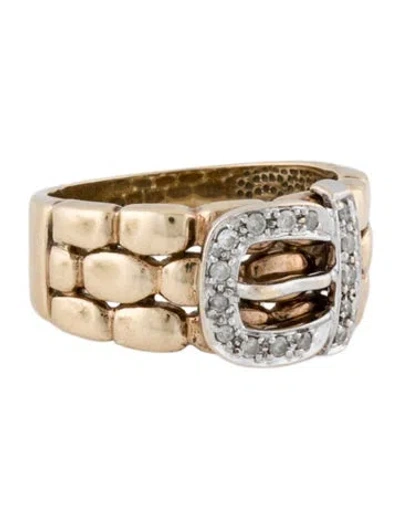 Pre-owned Ring 10k Diamond Buckle Band In Multi