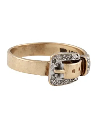 Pre-owned Ring 10k Diamond Buckle Band In Multicolor
