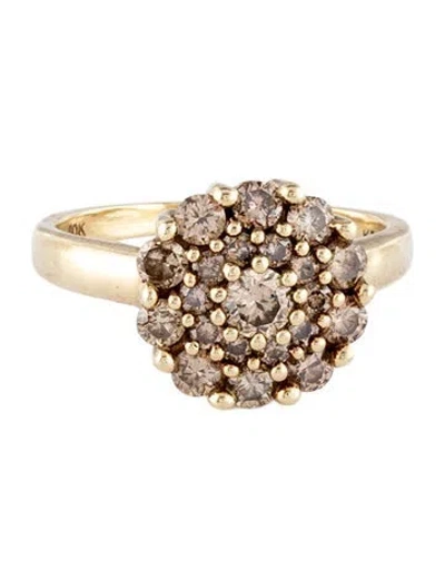 Pre-owned Ring 10k Diamond Cluster  In Multi