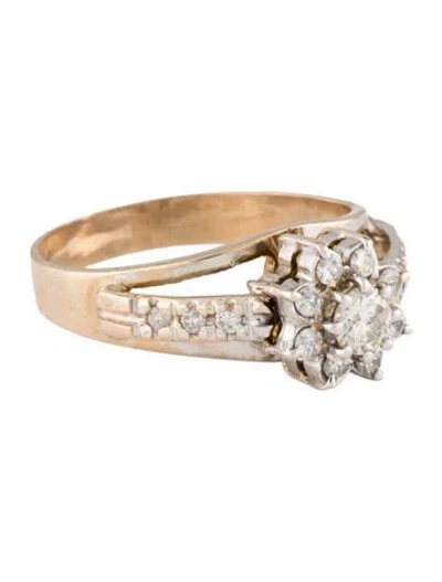 Pre-owned Ring 10k Diamond Cluster  In Multicolor