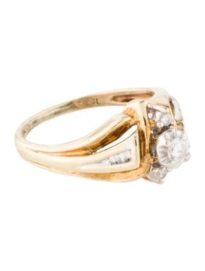 Pre-owned Ring 10k Diamond Cocktail  In Multi