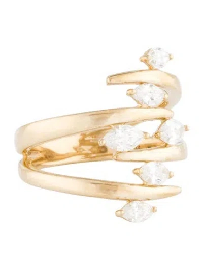 Pre-owned Ring 10k Diamond Cocktail  In Multicolor