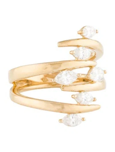 Pre-owned Ring 10k Diamond Cocktail  In Multicolor