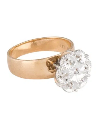 Pre-owned Ring 10k Diamond Cocktail  In Multicolor